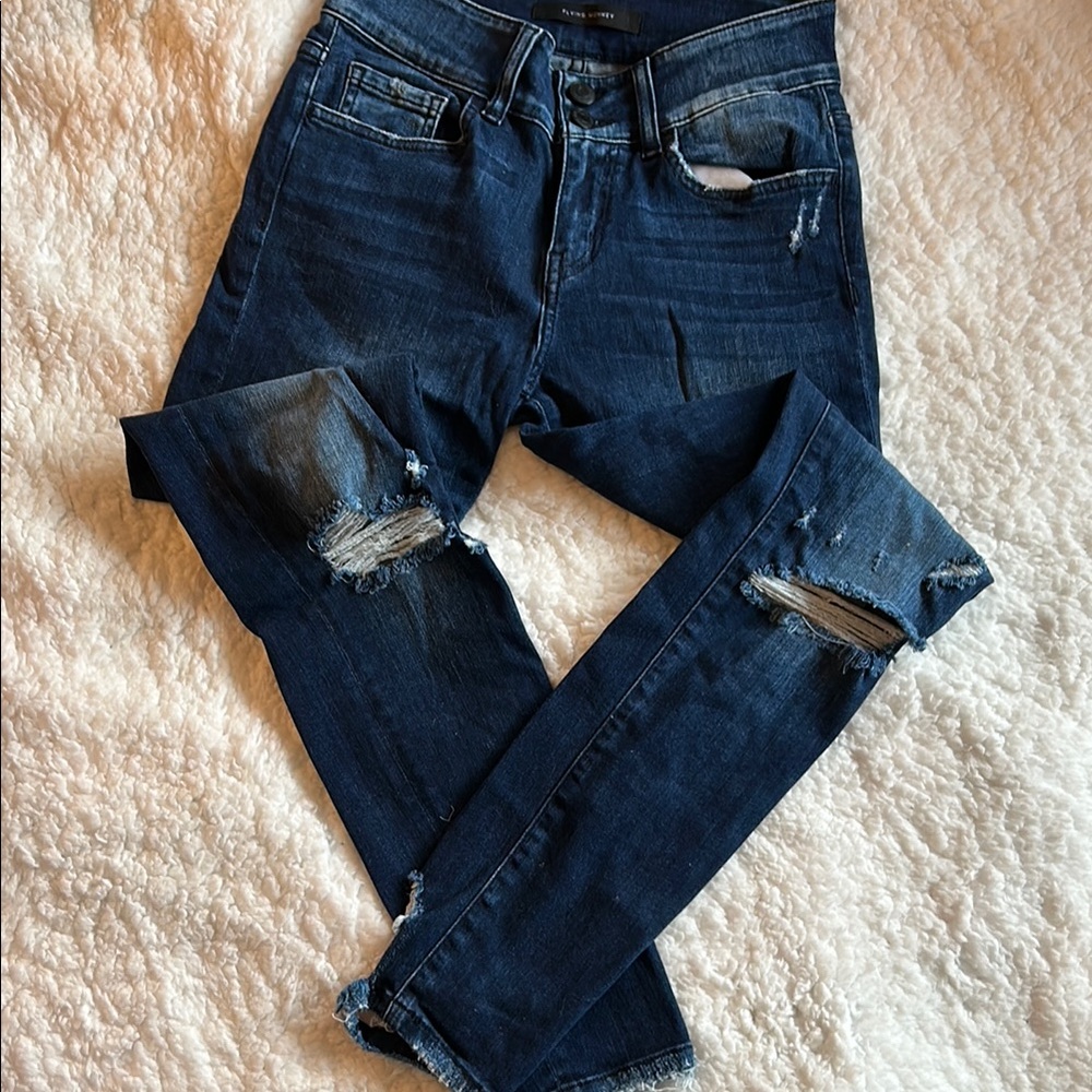 Distressed Blue Jeans